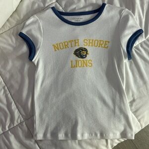 American Eagle Outfitters Women’s White Tee with Blue Trim